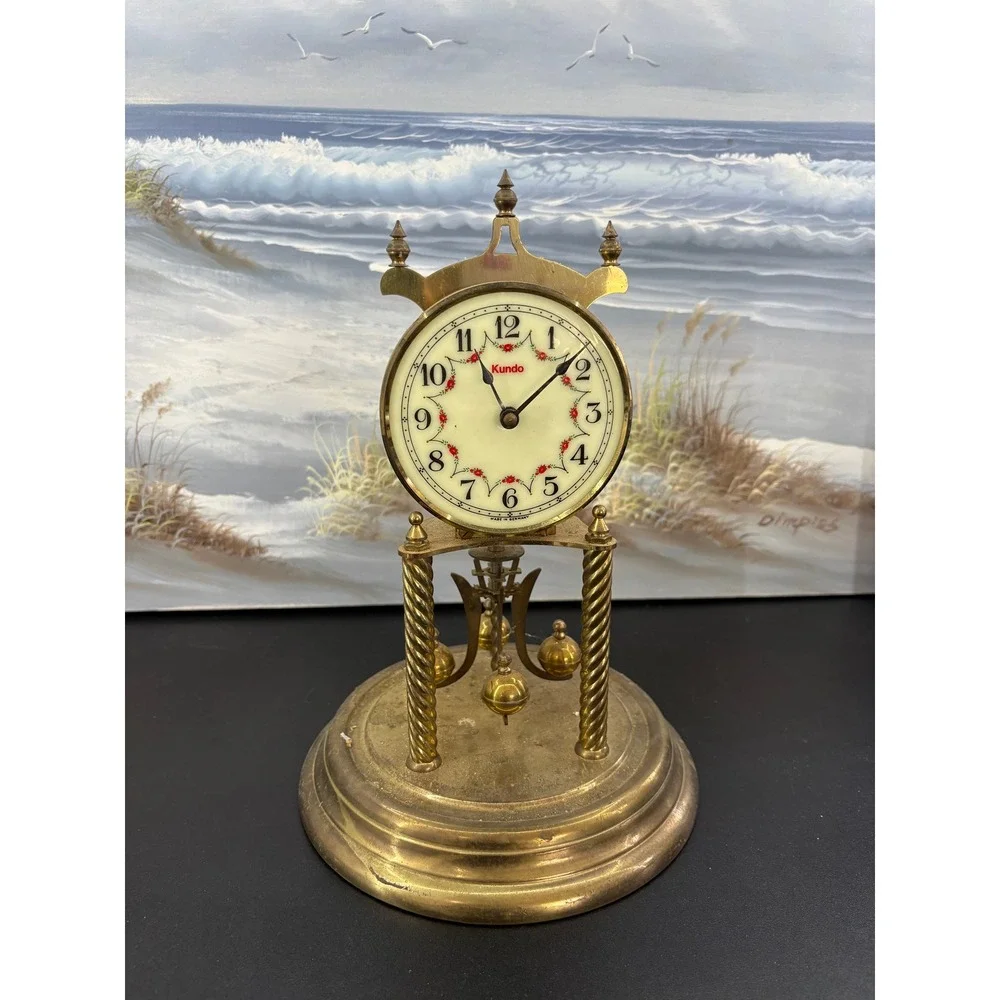 Vintage Kundo Brass 400 Day Anniversary Torsion Pendulum Clock Germany UNTESTED